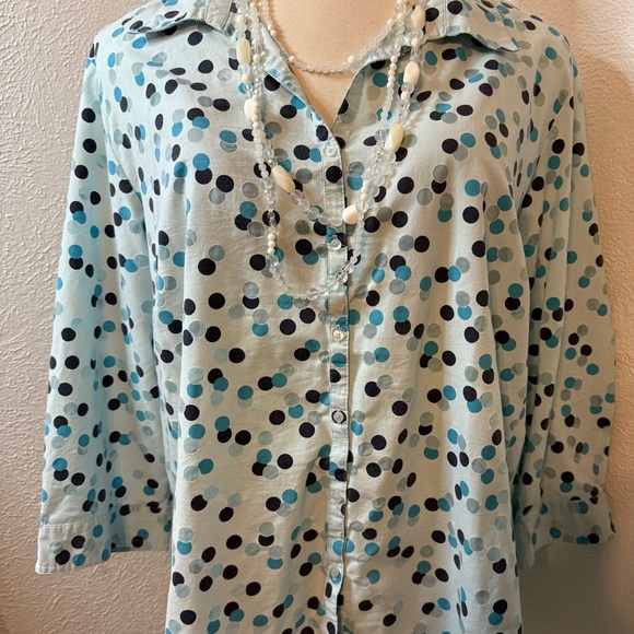 💕Sag Harbor Button Down, Polka Dot Blouse. Size 3X - Picture 7 of 8